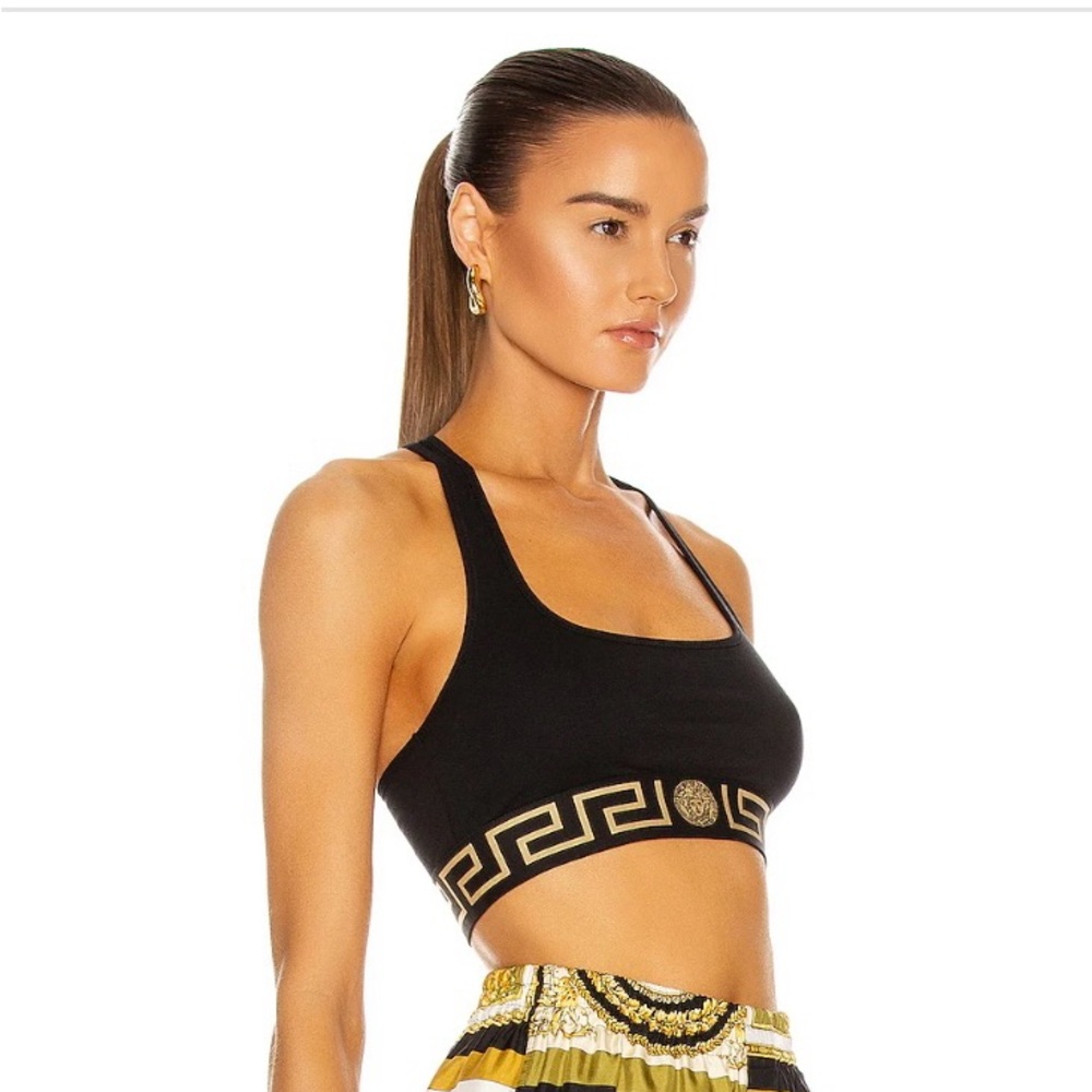 NWT Versace Nero Sports Bra with Gold Accents